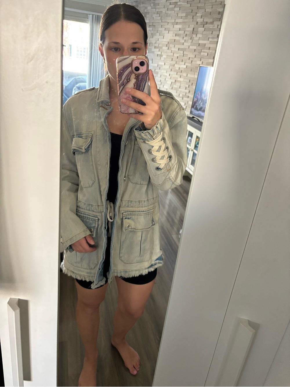 WORN ONCE FREE PEOPLE TIE JEAN JACKET